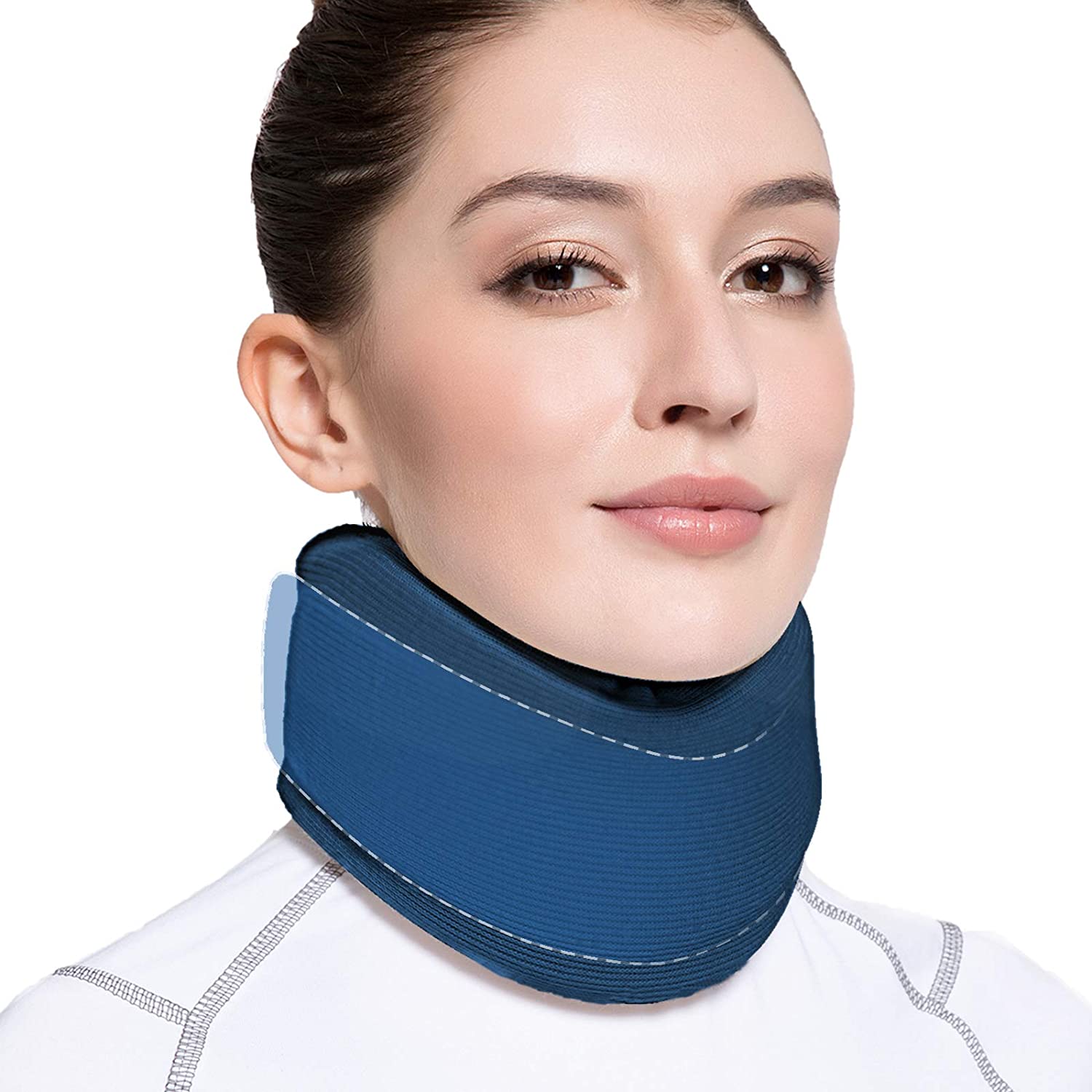 women wearing velpeau neck brace